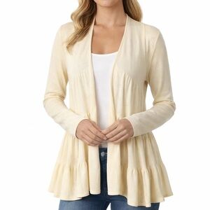 Elie Tahari Ivory Open Front Cardigan Sweater